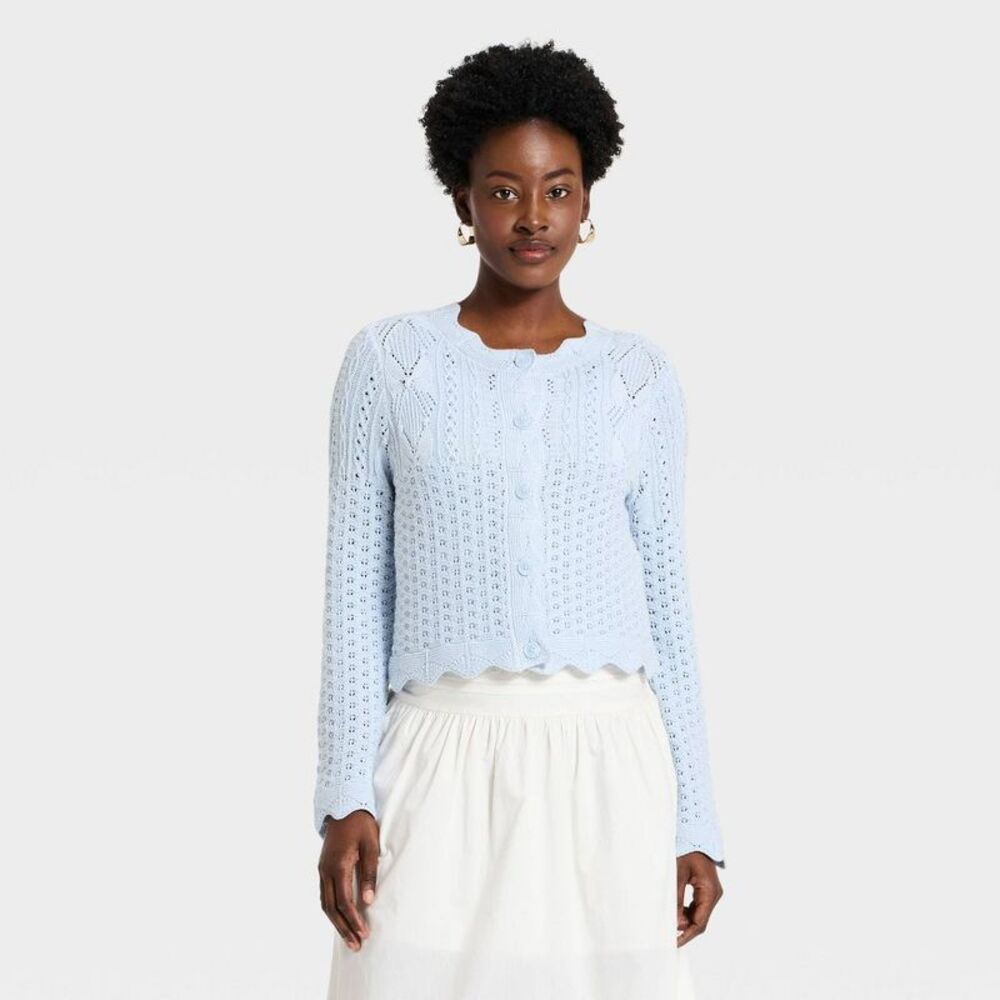 Women's Western Crafted Cardigan - Universal Thread Light Blue M